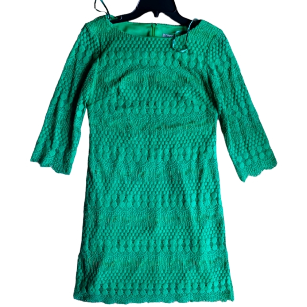 Eliza J emerald green lace/fringe dress sz 4